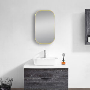 Brushed Gold Rounded Rectangular Framed Mirror 450x750mm