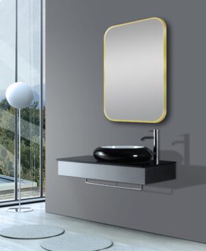 Brushed Gold Rounded Rectangular Framed Mirror 600x900mm