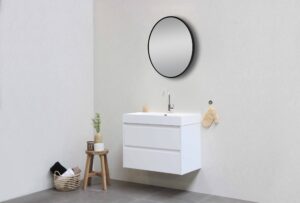 Matte Black Framed Round Mirror 600 mm