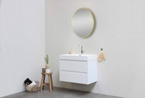 Brushed Gold Framed Round Mirror – 600 mm