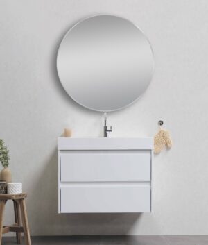 Brushed Nickel Framed Round Mirror 800 mm