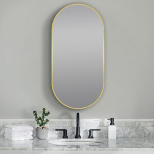 Matte Brushed Gold Oval Framed Mirror 500x1000mm