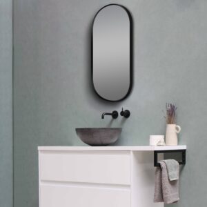 Matte Brushed BlackOval Framed Mirror 500x1000mm