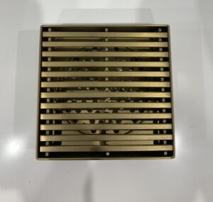 Brushed Yellow Gold Linear Floor Grate S/Steel (80mm Waste)