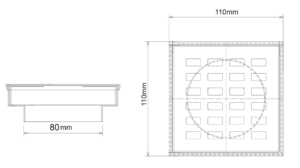 Black Linear Floor Grate S/Steel (80mm Waste)