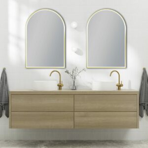 Arch LED Framed Mirror – Brushed Gold –  600x900mm | UNI-MBG