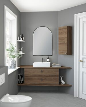 Arch LED Framed Mirror – Matt Black –  600x900mm | UNI-MBK