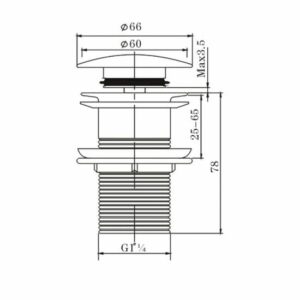 32/40mm Solid Brass Basin Mushroom Pop Up Waste – Gun Metal Grey – NO Overflow | PU-GM1M (GM003.PUW)