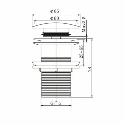 32/40mm Solid Brass Basin Mushroom Pop Up Waste - Gun Metal Grey - NO Overflow | PU-GM1M (GM003.PUW) - Image 2