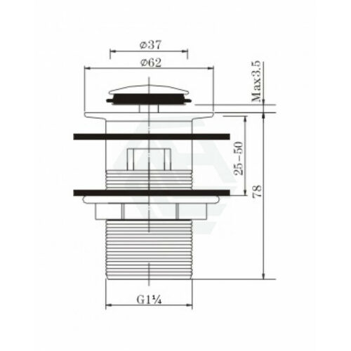 32/40mm Solid Brass Basin Pop Up Waste - Brushed Nickel - Overflow | PUO-BN1 (PW01.05) - Image 6