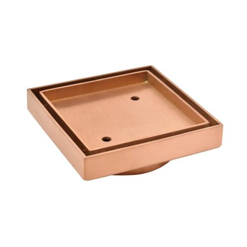 115mm Square Rose Gold Smart Tile Insert Floor Waste Shower Grate Drain (88mm outlet)