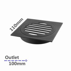 Square Black Brass Floor Waste Shower Grate Drain Outlet 100mm