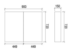 900mm Pencil Edge PVC Shaving Cabinet – Gloss White – 900x720x150