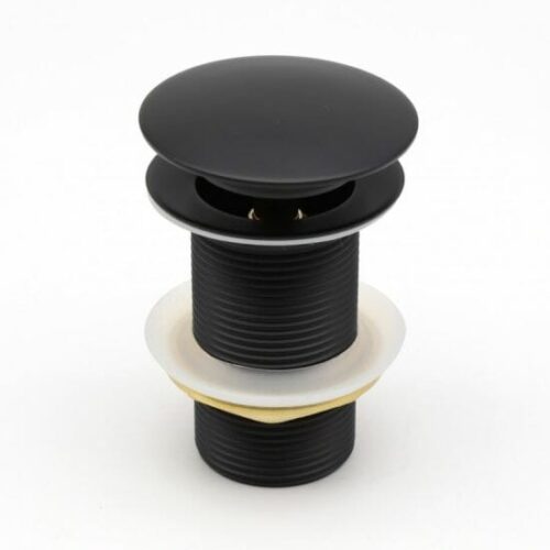 32/40mm Solid Brass Basin Mushroom Pop Up Waste - Matt Black - NO Overflow | PU-BK1M (OX003.PUW)