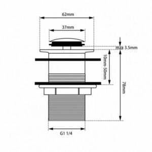 32/40mm Solid Brass Basin Pop Up Waste – Brushed Nickel – NO Overflow  | PU-BN1 (PW02.05)