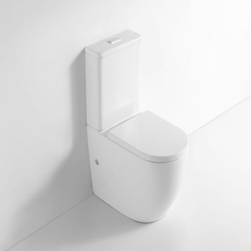 Rimless Back to Wall Toilet Suite - Dual Flush - Silent Closing Cover | LXT006 - Image 4