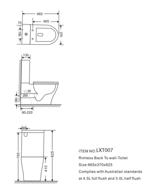 Rimless Two Piece Toilet Suite - LXT007